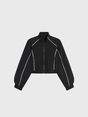 ALO BLACK MOTIVATE FULL-ZIP TRACK JACKET