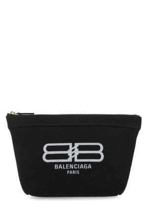 Balenciaga Logo Printed Zipped Clutch Bag