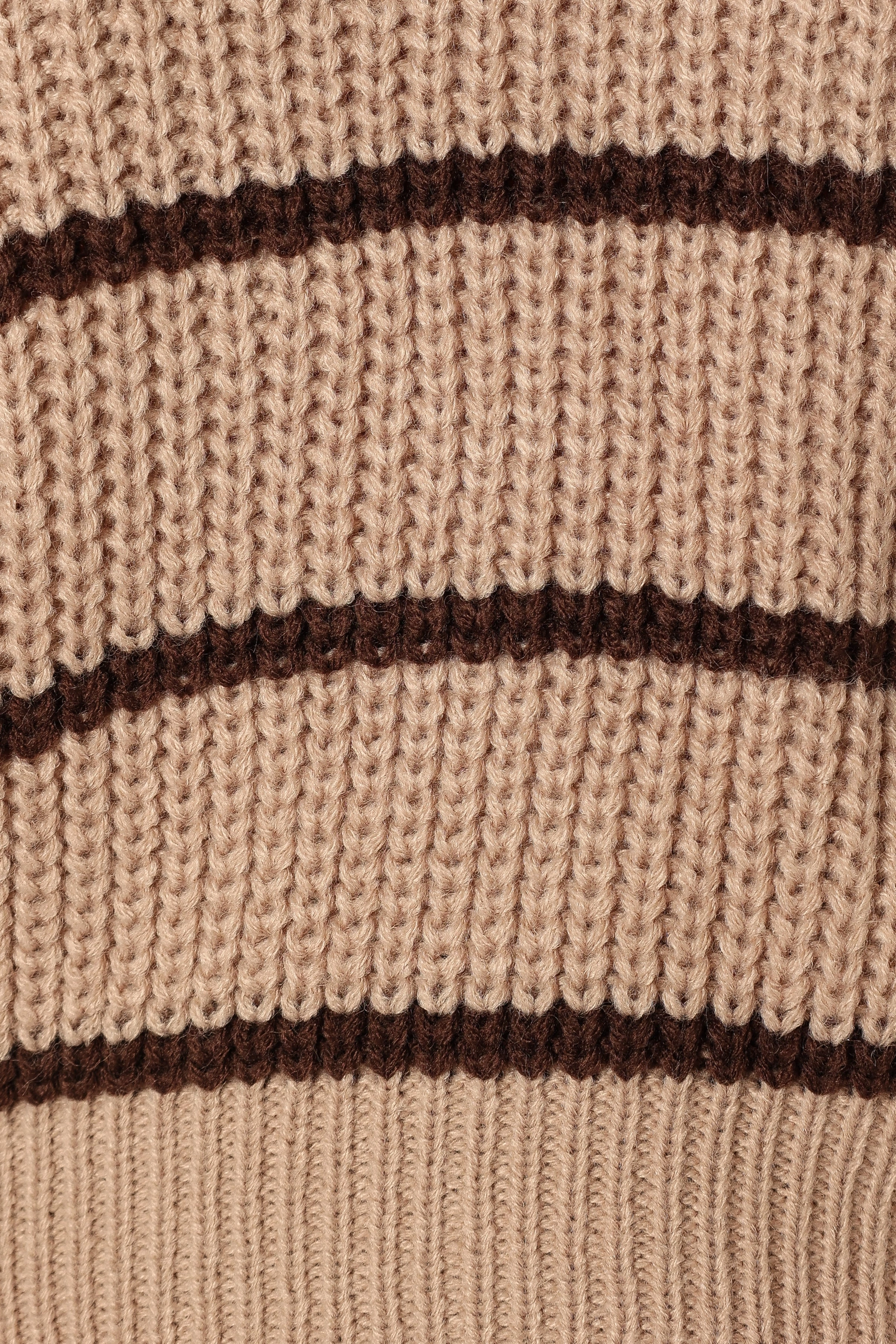 Bexley Collared Striped Knit Sweater - Mocha Brown