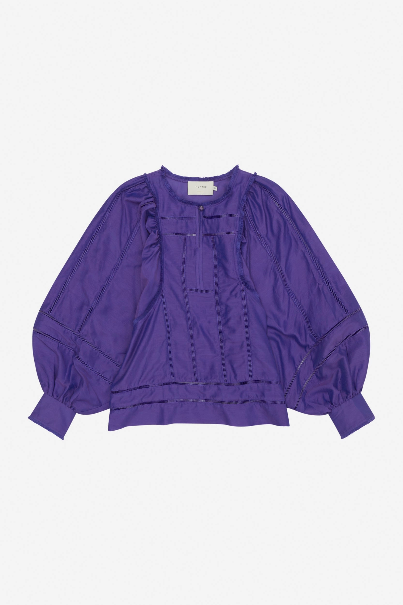 Blouse with Purple Balloon Sleeves