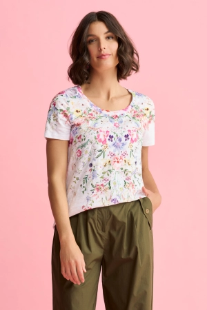 Border Print T-Shirt - Floral Border Print