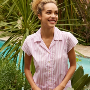 Classic Stripe Luxe Pima Short Set - Pink