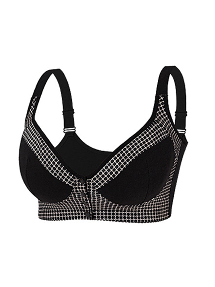 Creative Printed Large Size Bras Wire-Free Front-Closure