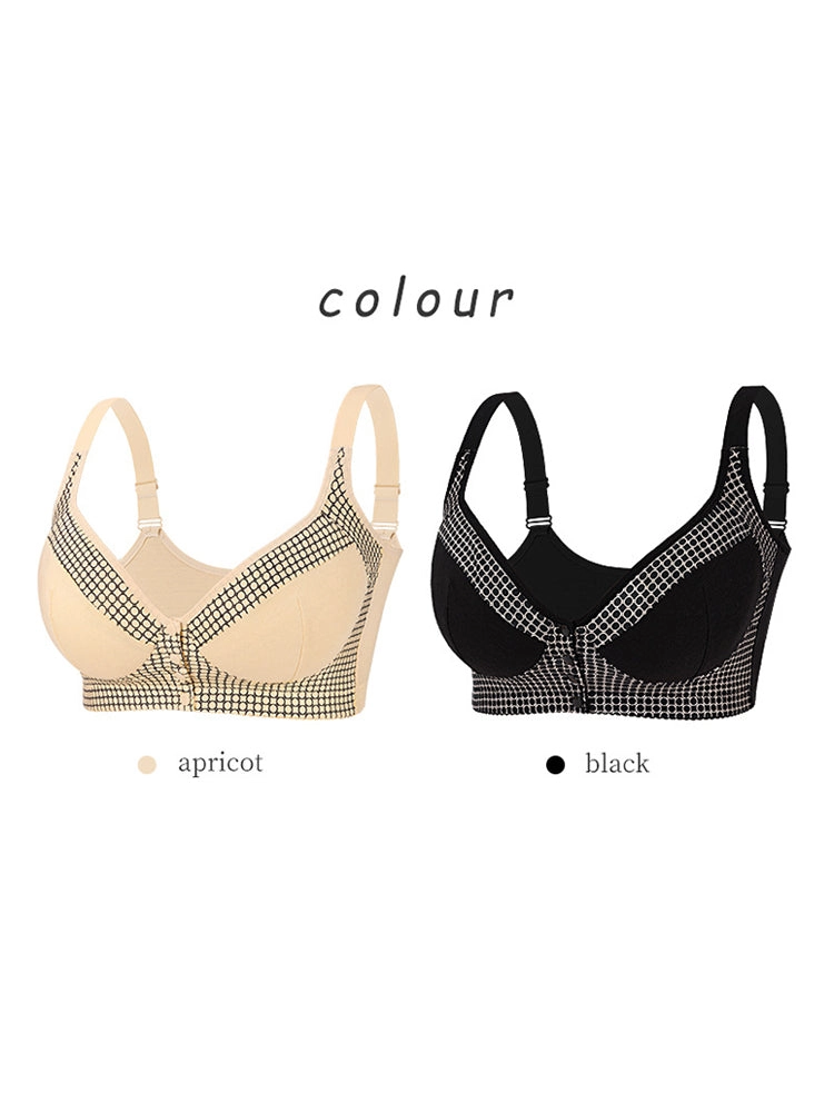 Creative Printed Large Size Bras Wire-Free Front-Closure