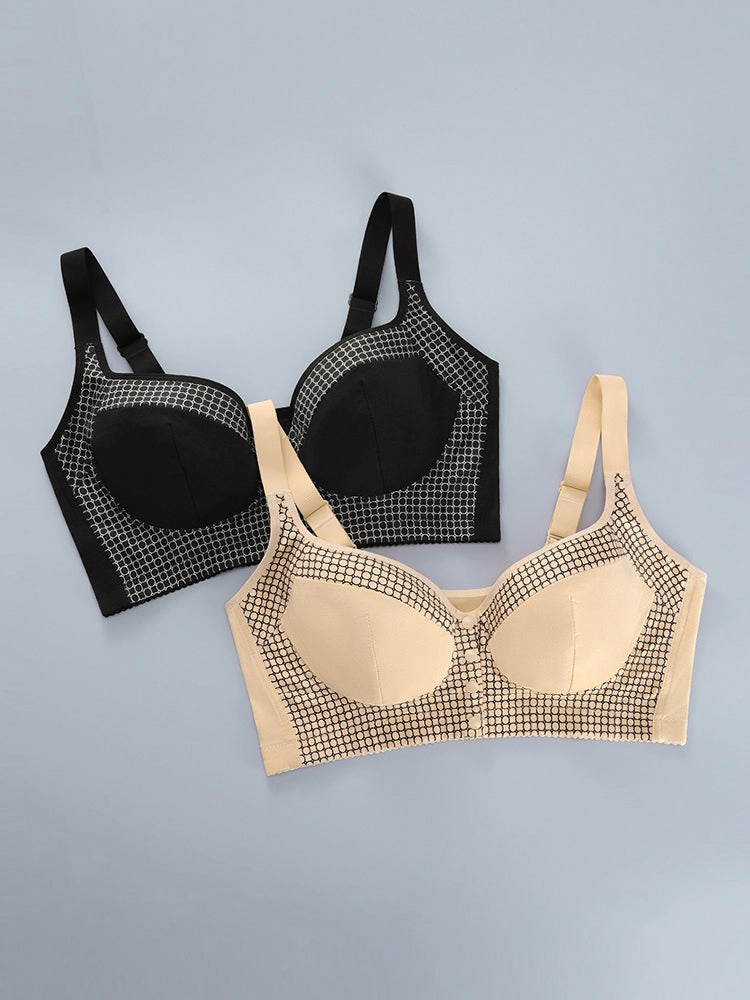 Creative Printed Large Size Bras Wire-Free Front-Closure