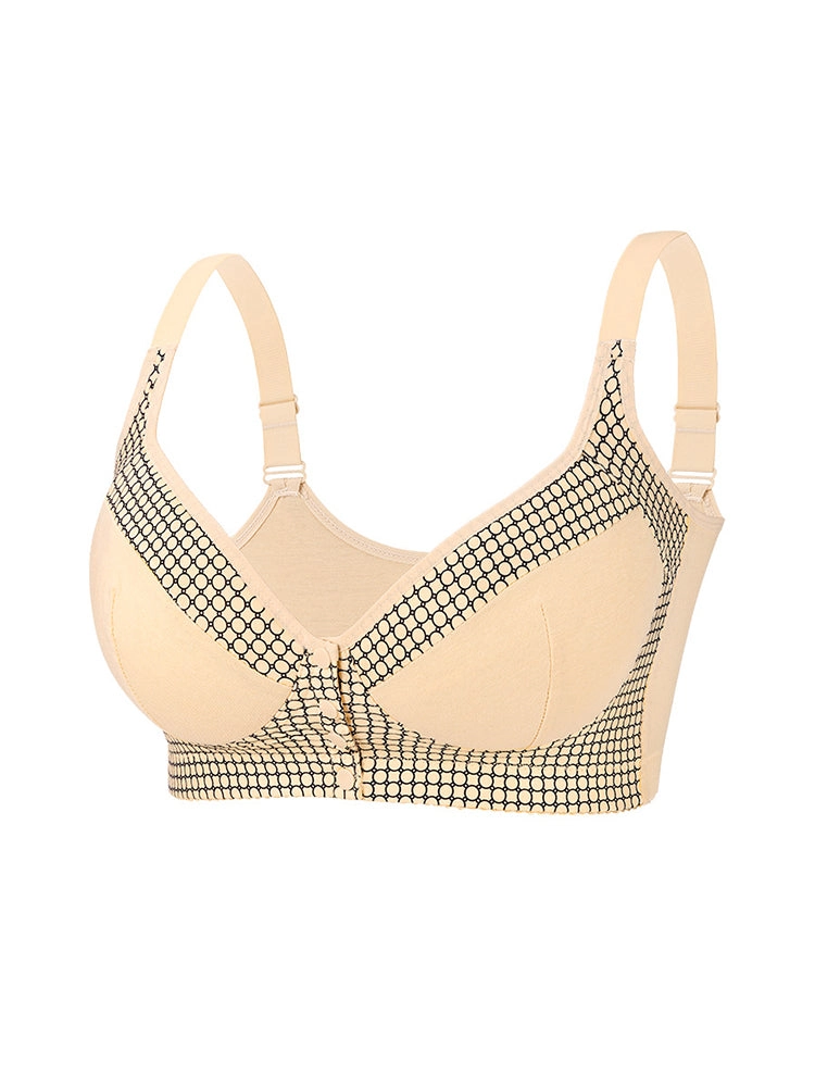 Creative Printed Large Size Bras Wire-Free Front-Closure