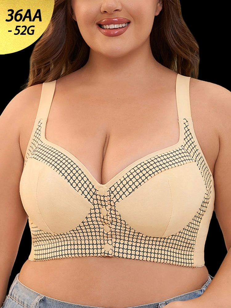 Creative Printed Large Size Bras Wire-Free Front-Closure