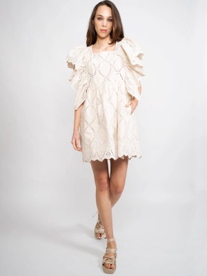 Dress in Beige Sangallo Lace