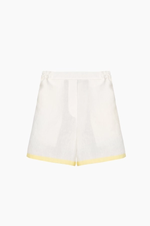 Garrick Embroidered Linen Shorts in Milk