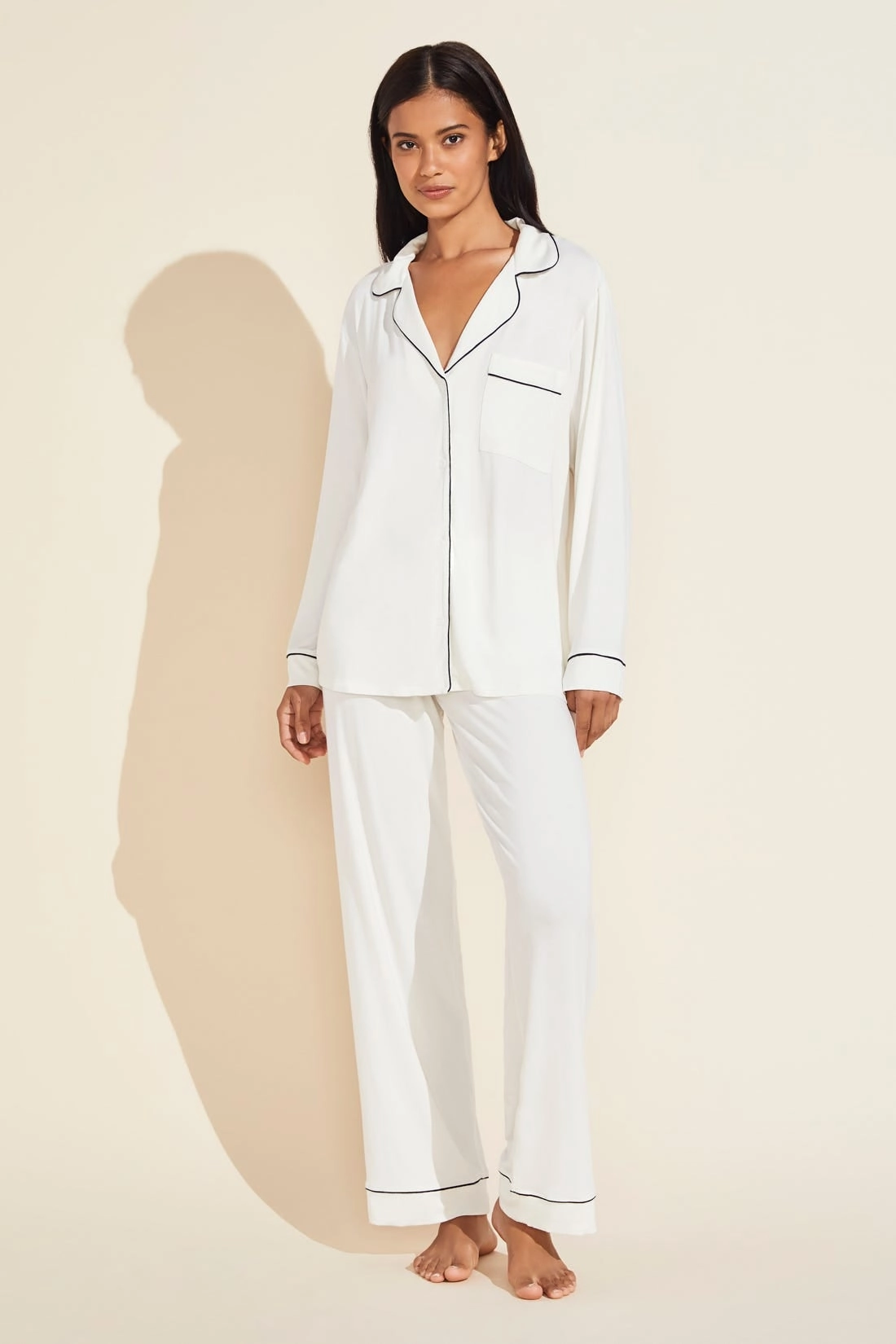 Gisele TENCEL™ Modal Long PJ Set | Ivory/Navy