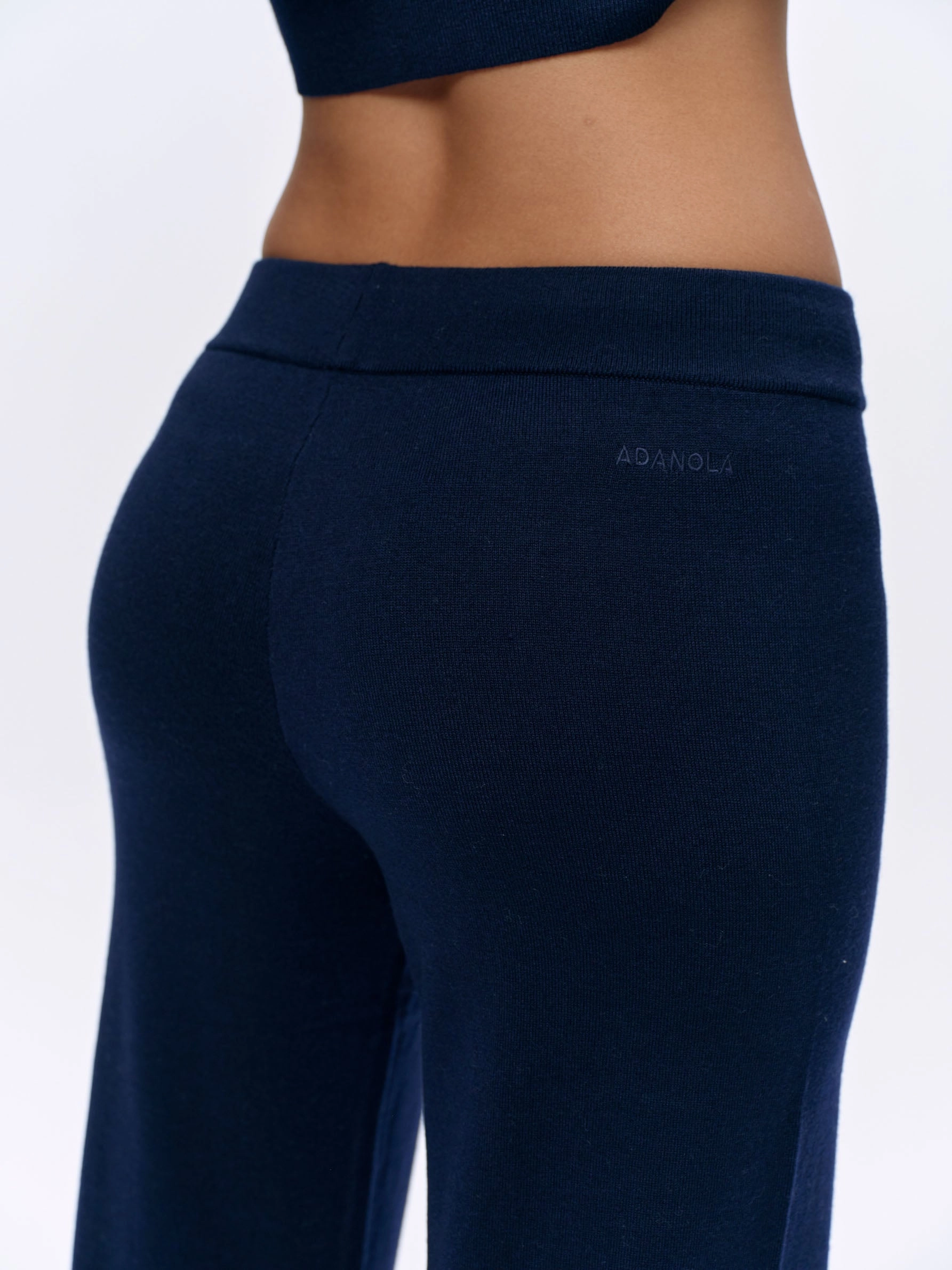 Knit Straight Leg Trousers - Navy Blue