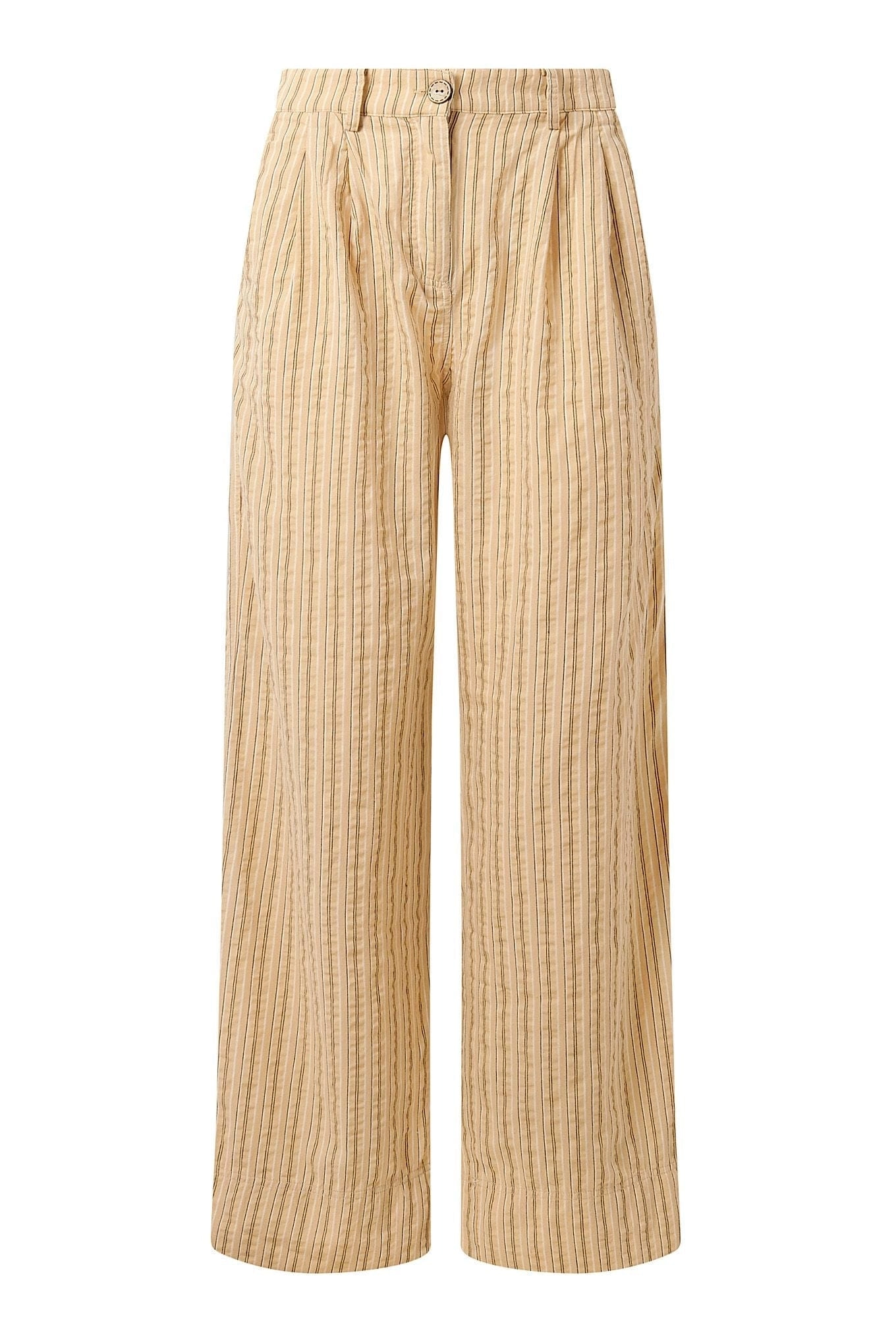 Lion Women's Organic Linen Cotton Trousers | Oat Stripe