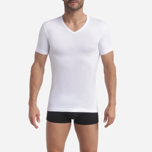 Lot de 2 t-shirts homme en coton blanc à col en V EcoDim