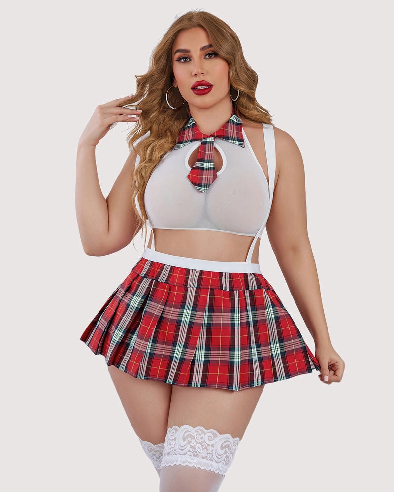 Plus Size Tie Top and Mini Skirt