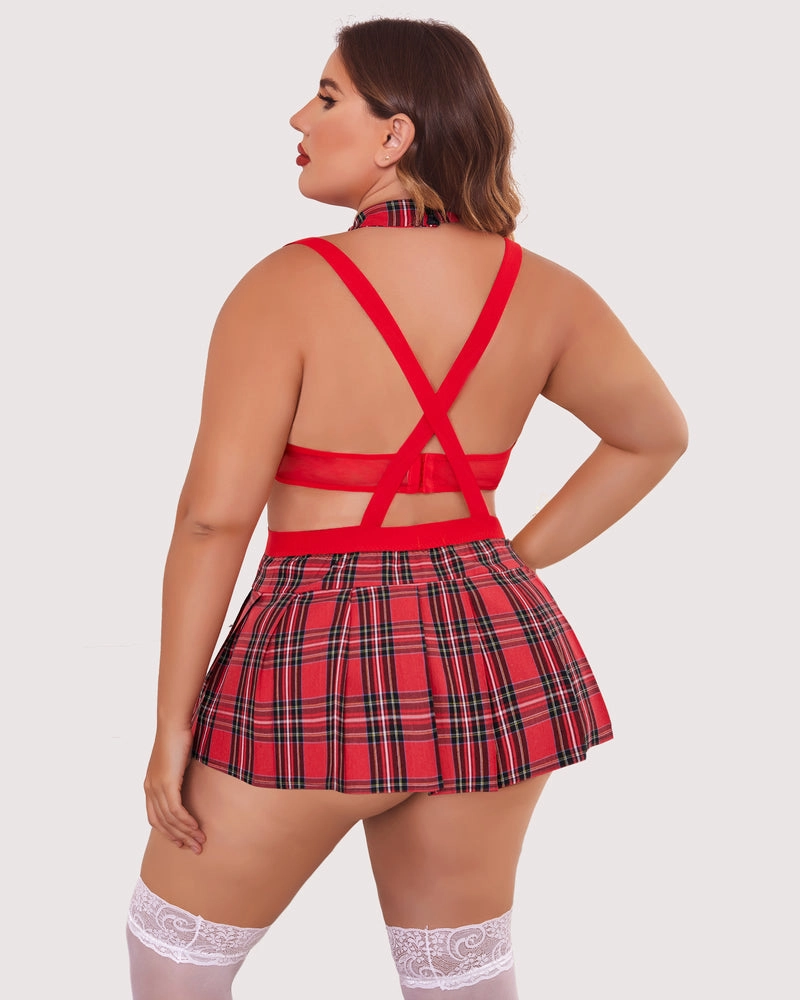 Plus Size Tie Top and Mini Skirt