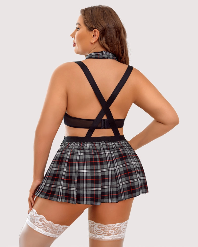Plus Size Tie Top and Mini Skirt