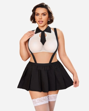 Plus Size Tie Top and Mini Skirt