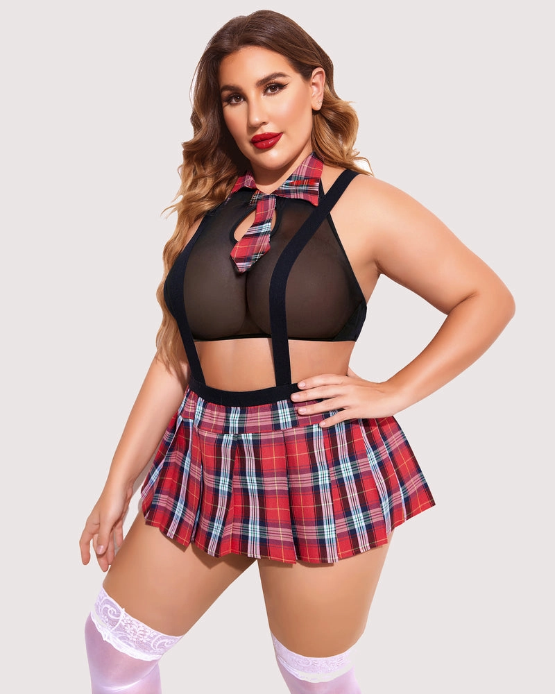 Plus Size Tie Top and Mini Skirt