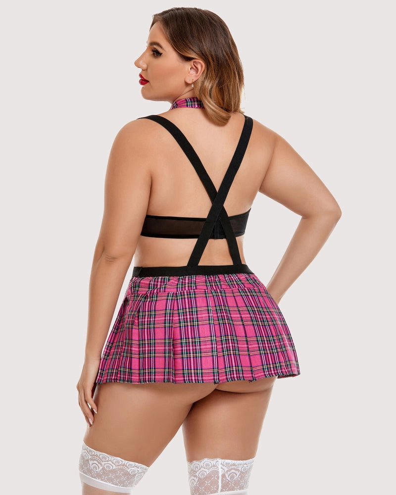 Plus Size Tie Top and Mini Skirt