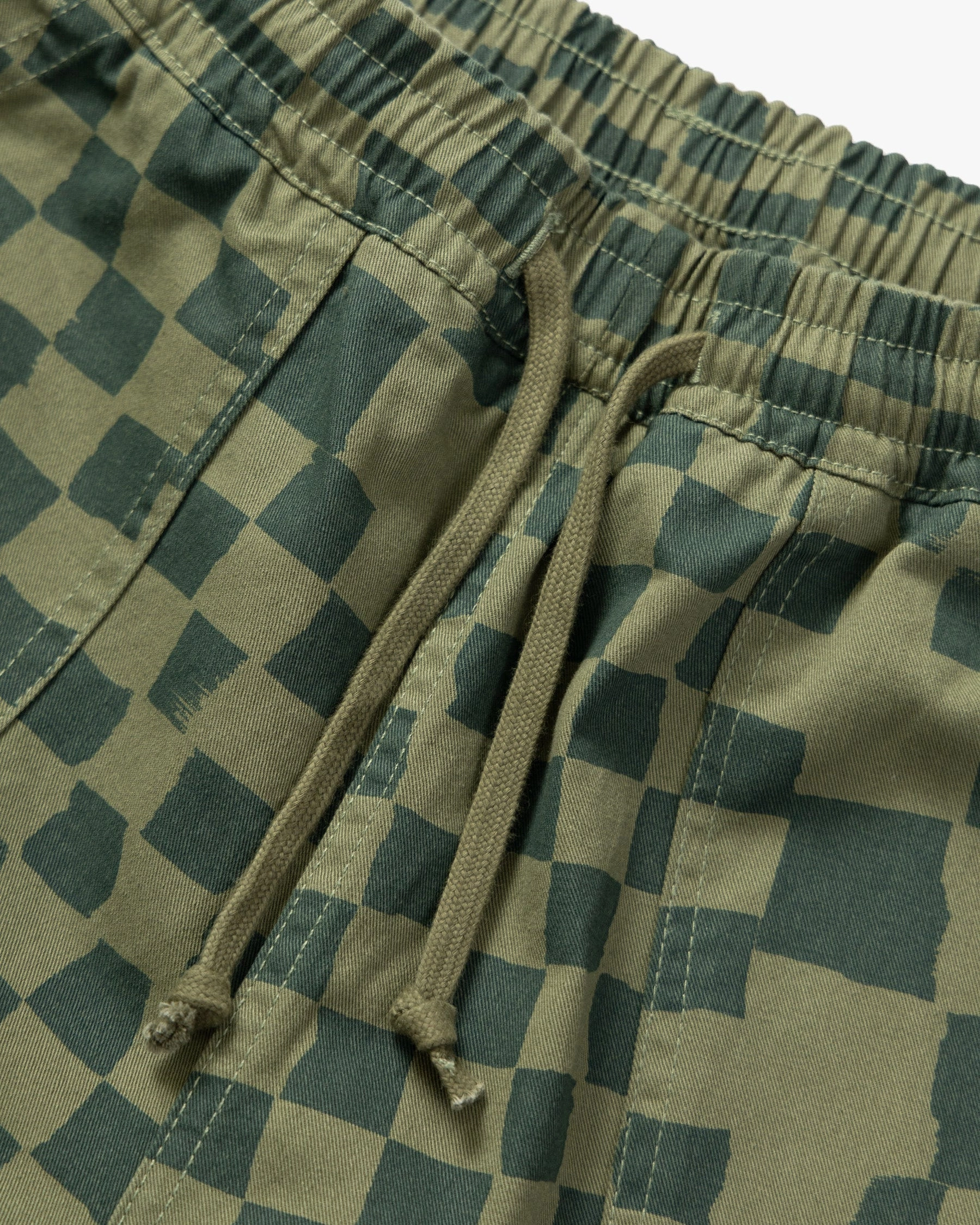 Service Works Drill Printed Chef Shorts - Olive Checker