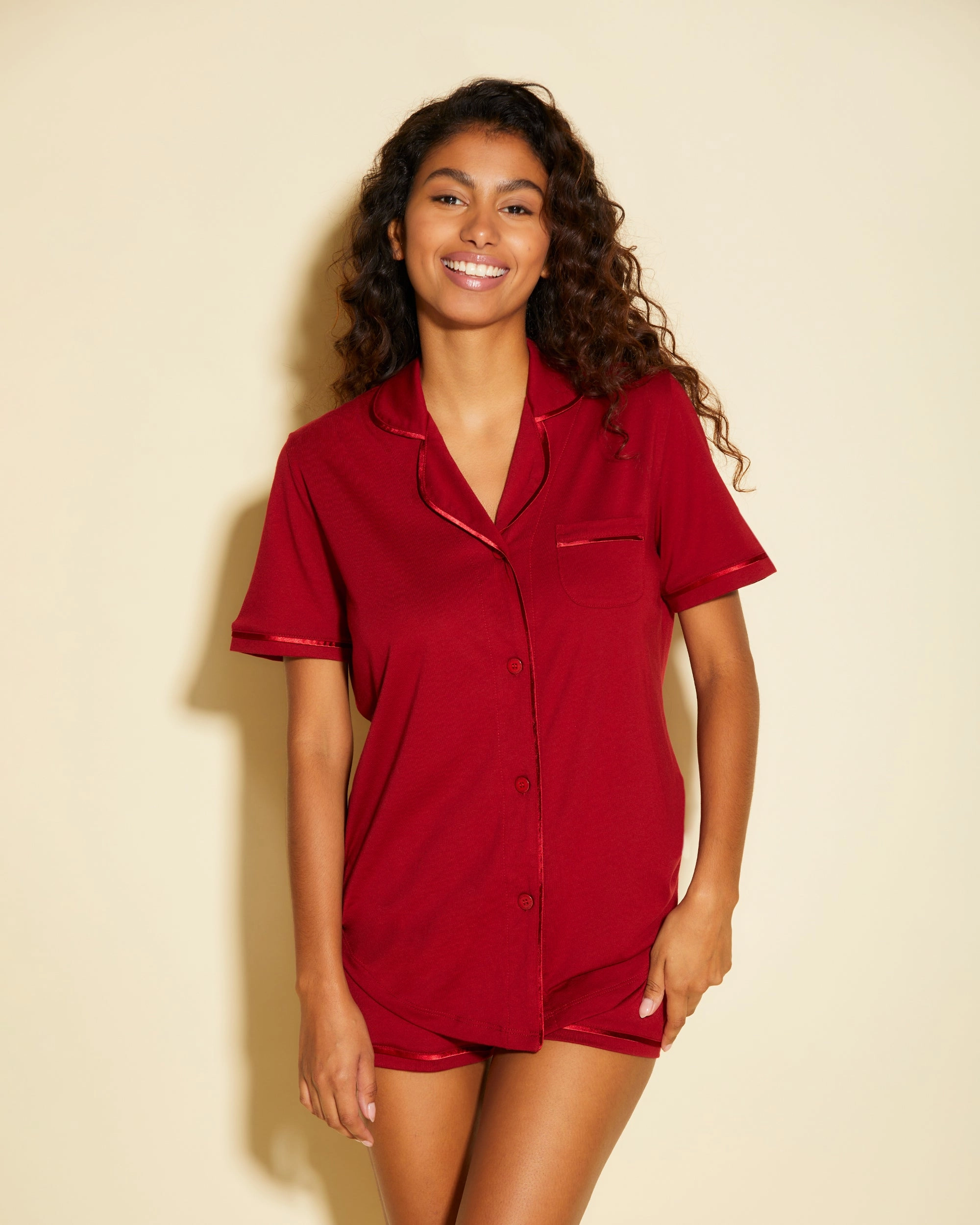 Short Sleeve Top & Boxer Pajama Set