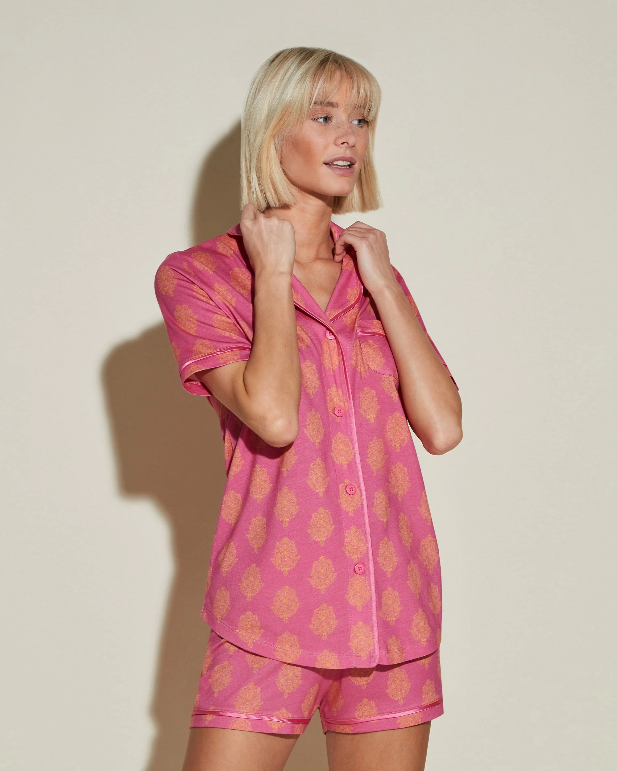 Short Sleeve Top & Boxer Pajama Set
