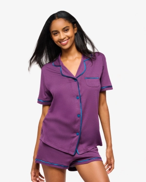 Short Sleeve Top & Boxer Pajama Set
