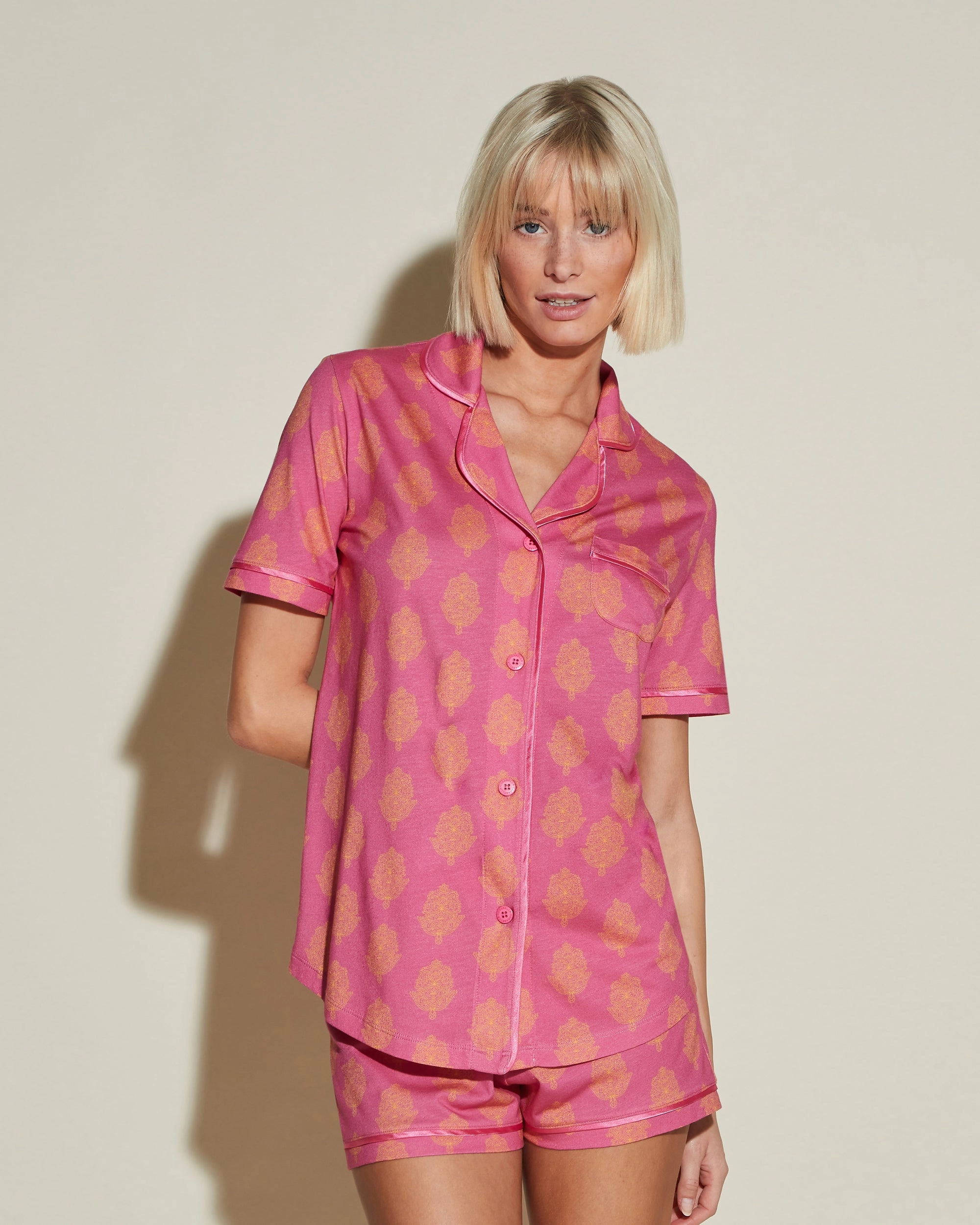 Short Sleeve Top & Boxer Pajama Set