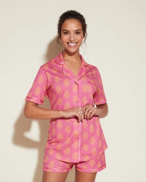 Short Sleeve Top & Boxer Pajama Set