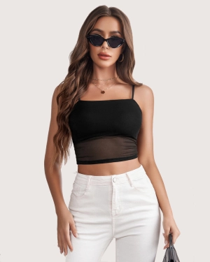 Spaghetti Strap Mesh Tank Top (DE Only)