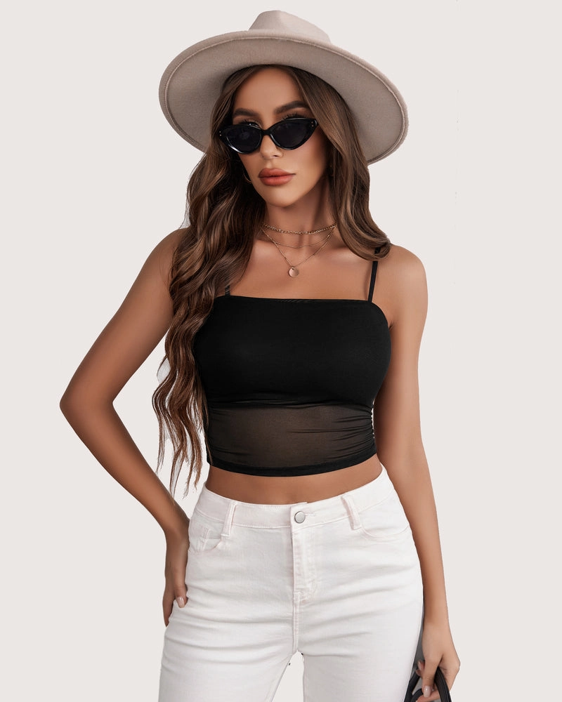Spaghetti Strap Mesh Tank Top (DE Only)
