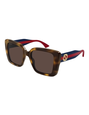 Striped Square Sunglasses, Havana/Blue/Brown