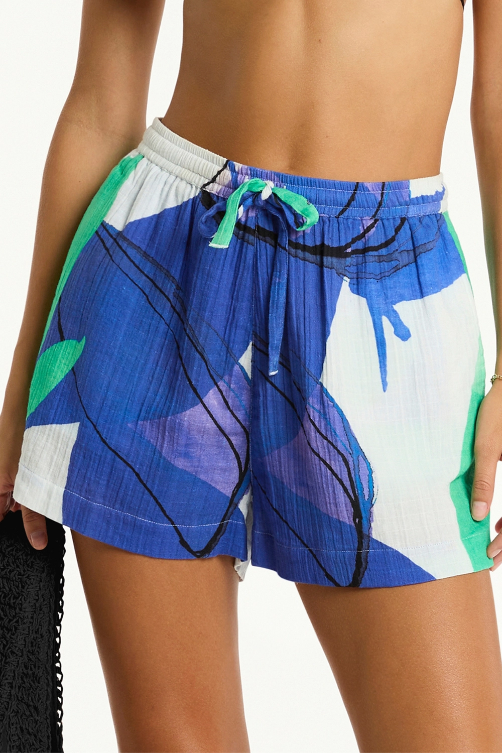 Sublime Aloha Cotton Beach Shorts in Cobalt