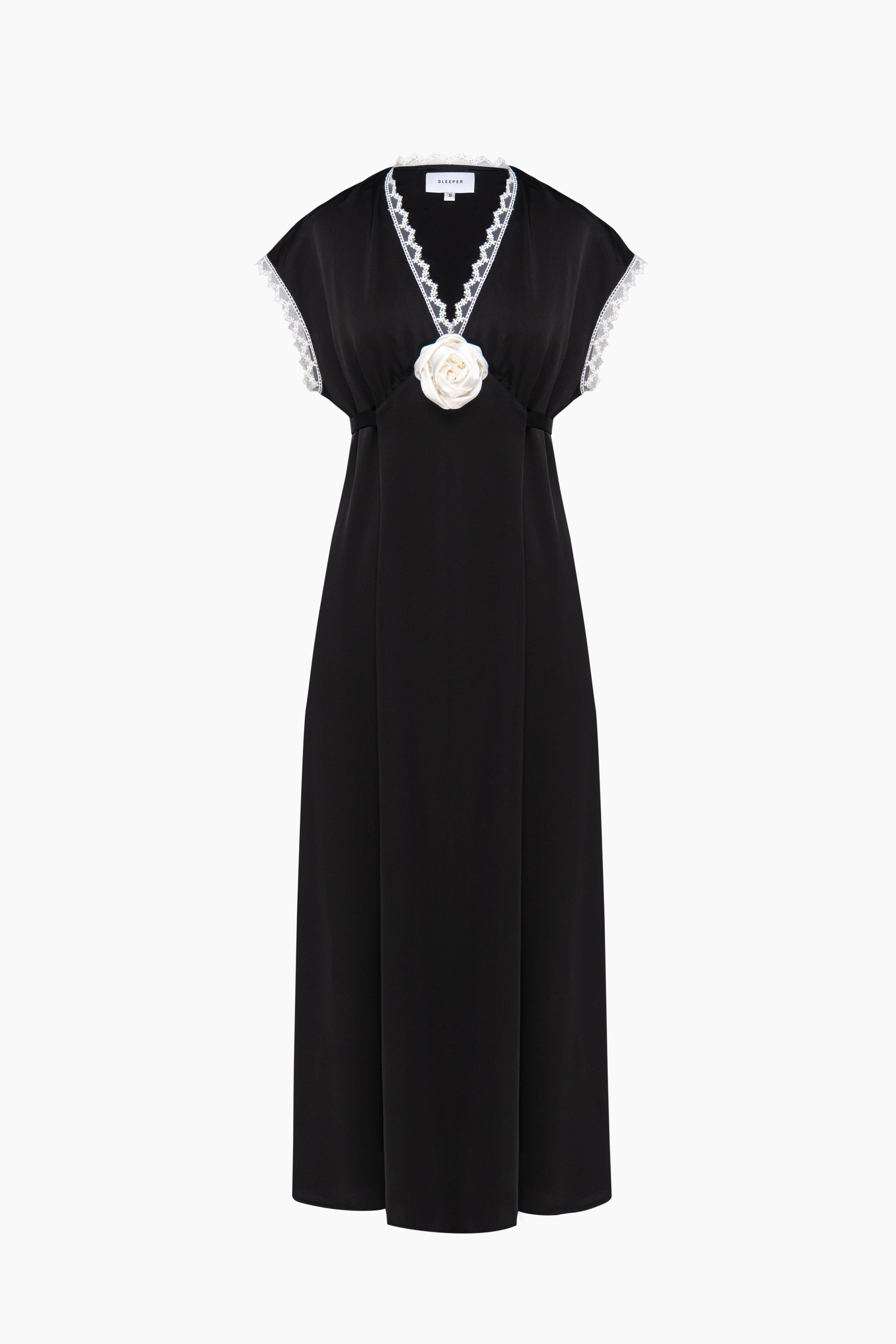 The Genus Rosa Satin Dress in Black