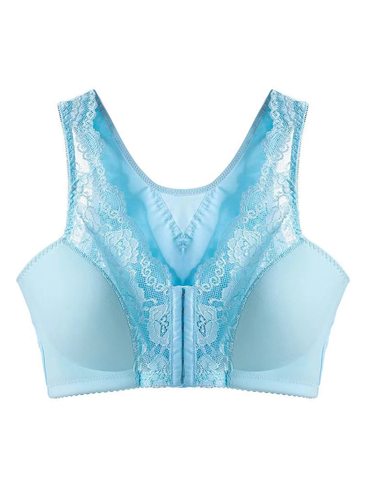 Upgraded Breathable Lace Front Close Wireless Bra with Padded