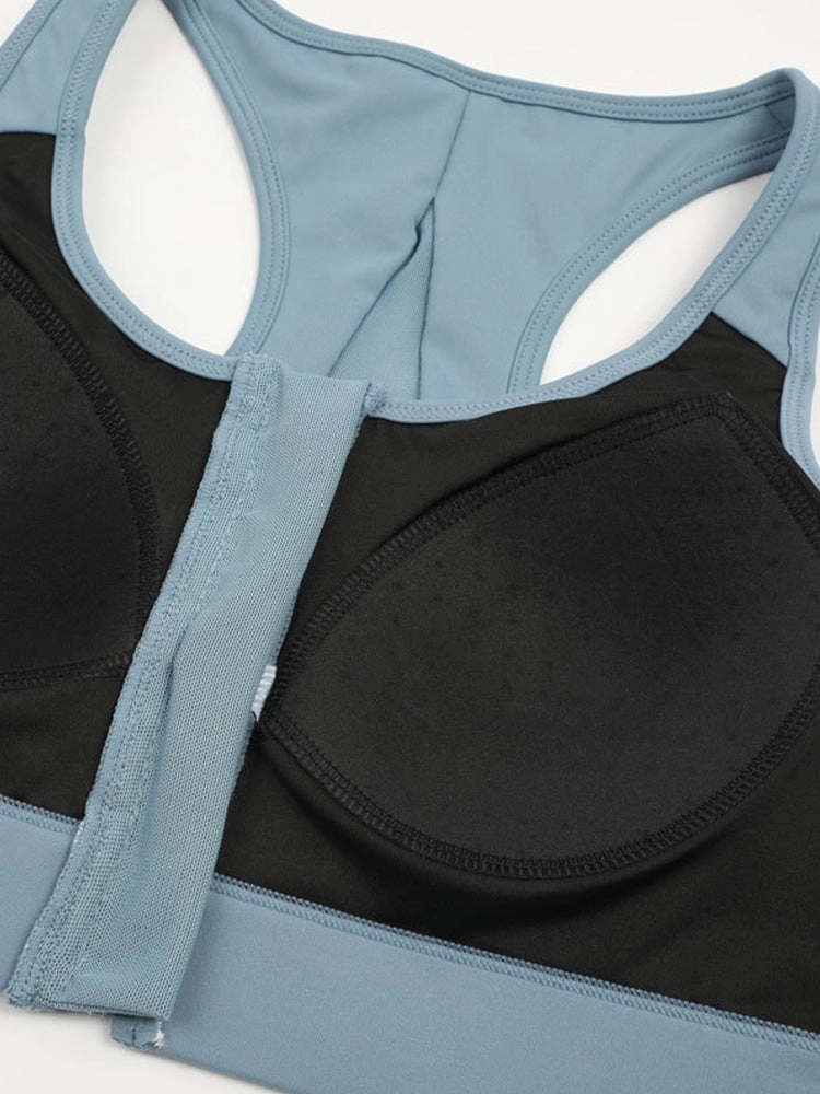 Workout Fitness Front Zipper Racerback Sports Bra