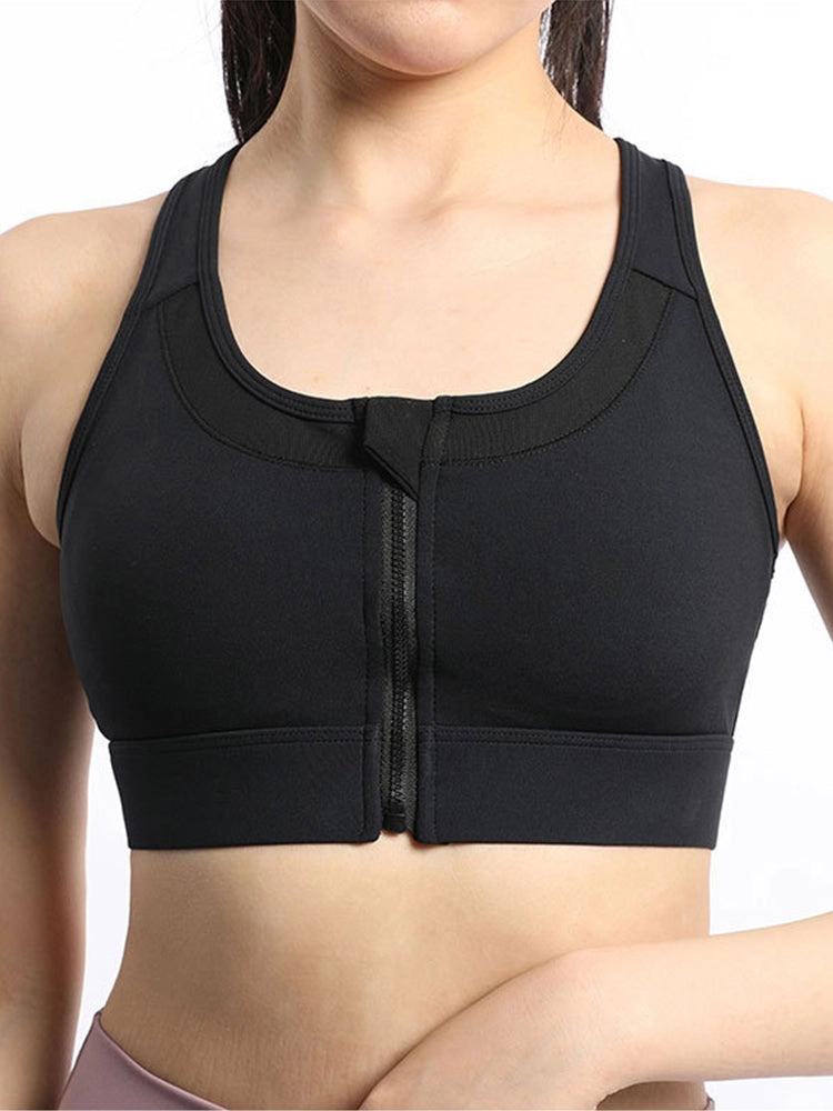 Workout Fitness Front Zipper Racerback Sports Bra