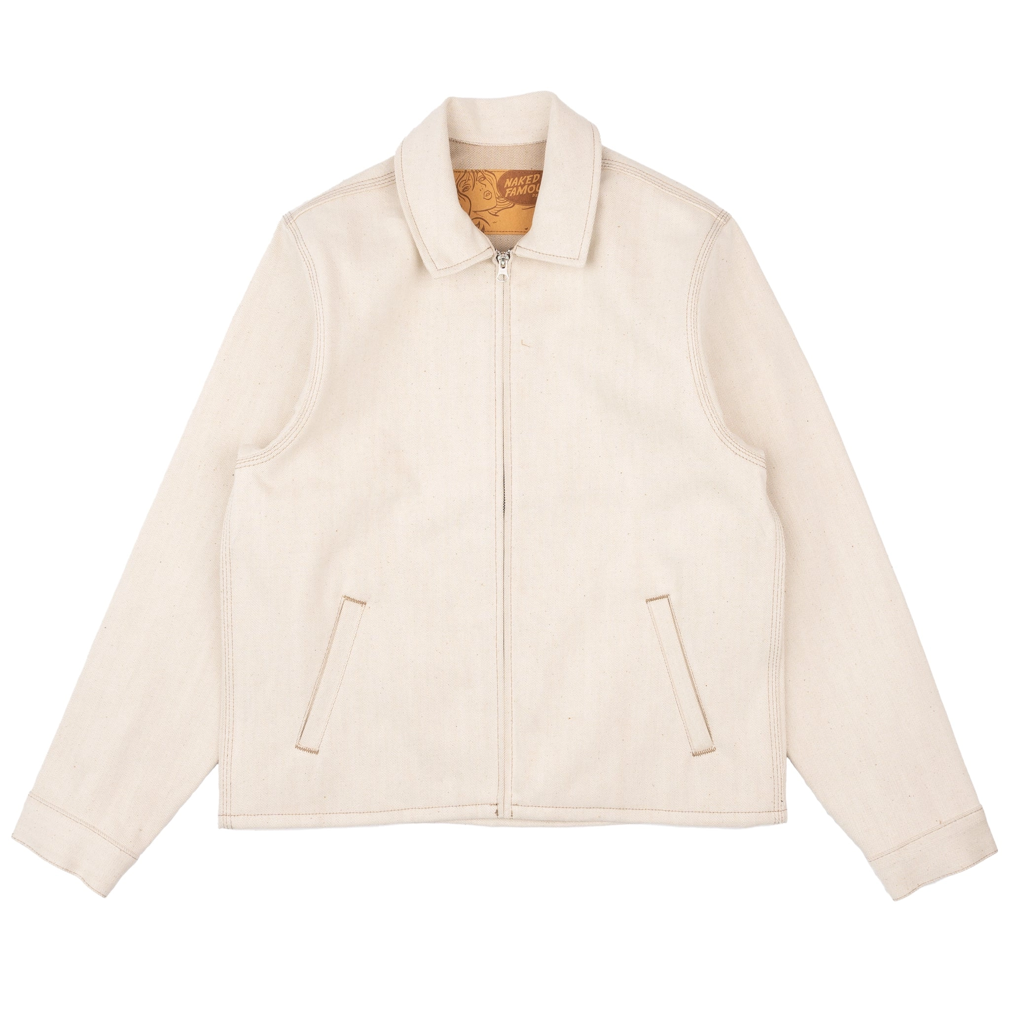 Zip Jacket - All Natural Ecru Foxfibre® Selvedge